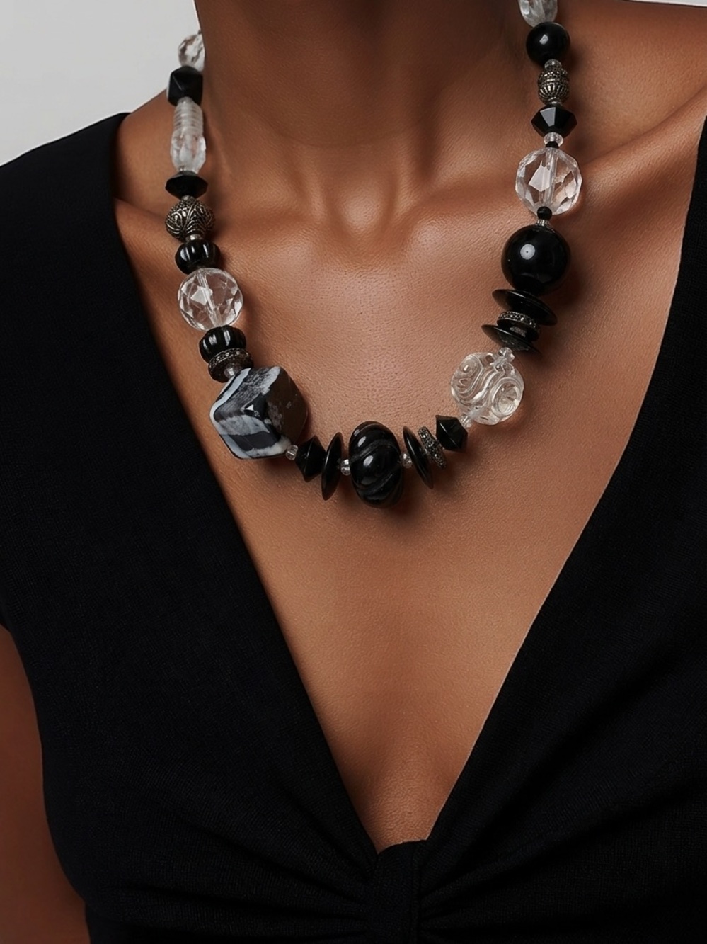 Chrystal and quartz necklace by Paulette
